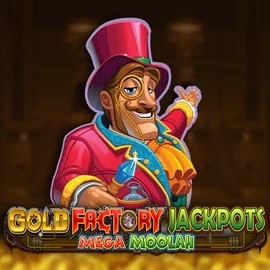 Gold Factory Jackpots Mega Moolah logo by Aurum Signature Studios Slotosport Casino